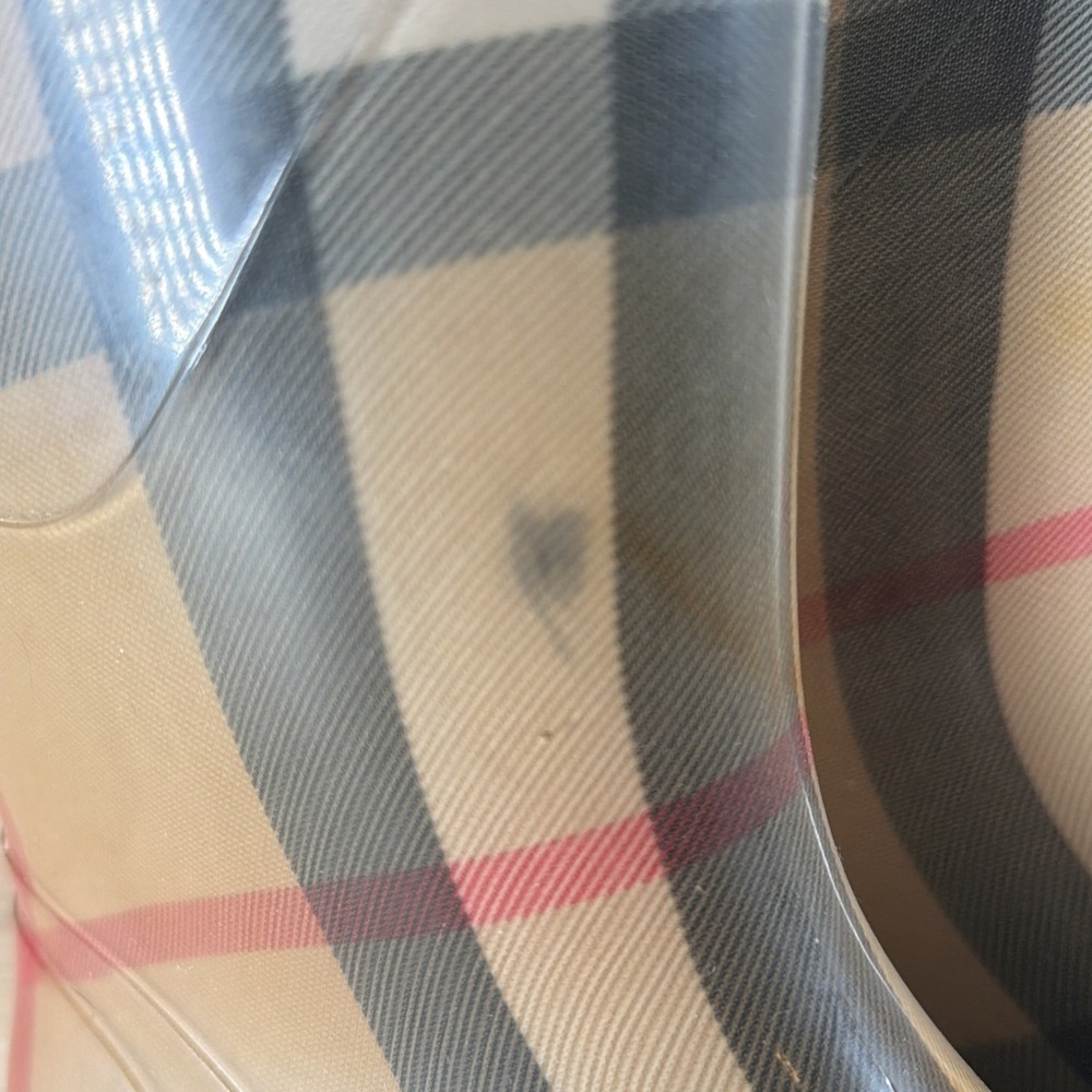 BURBERRY Haymarket Rain Boots Classic Check Size 35 Made In Italy READ! - Picture 2 of 12